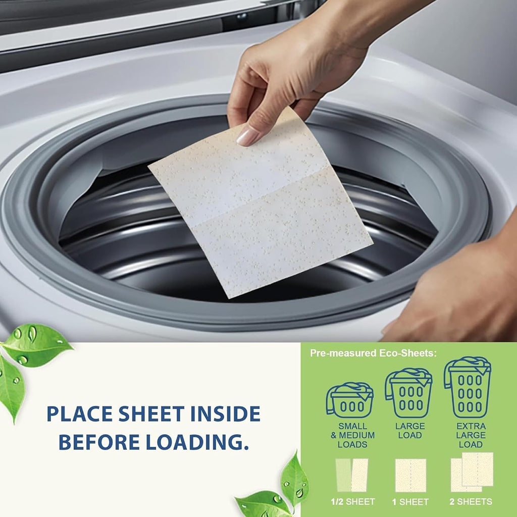 How to place a Morning Rain Fragrance Free laundry sheet in the washer