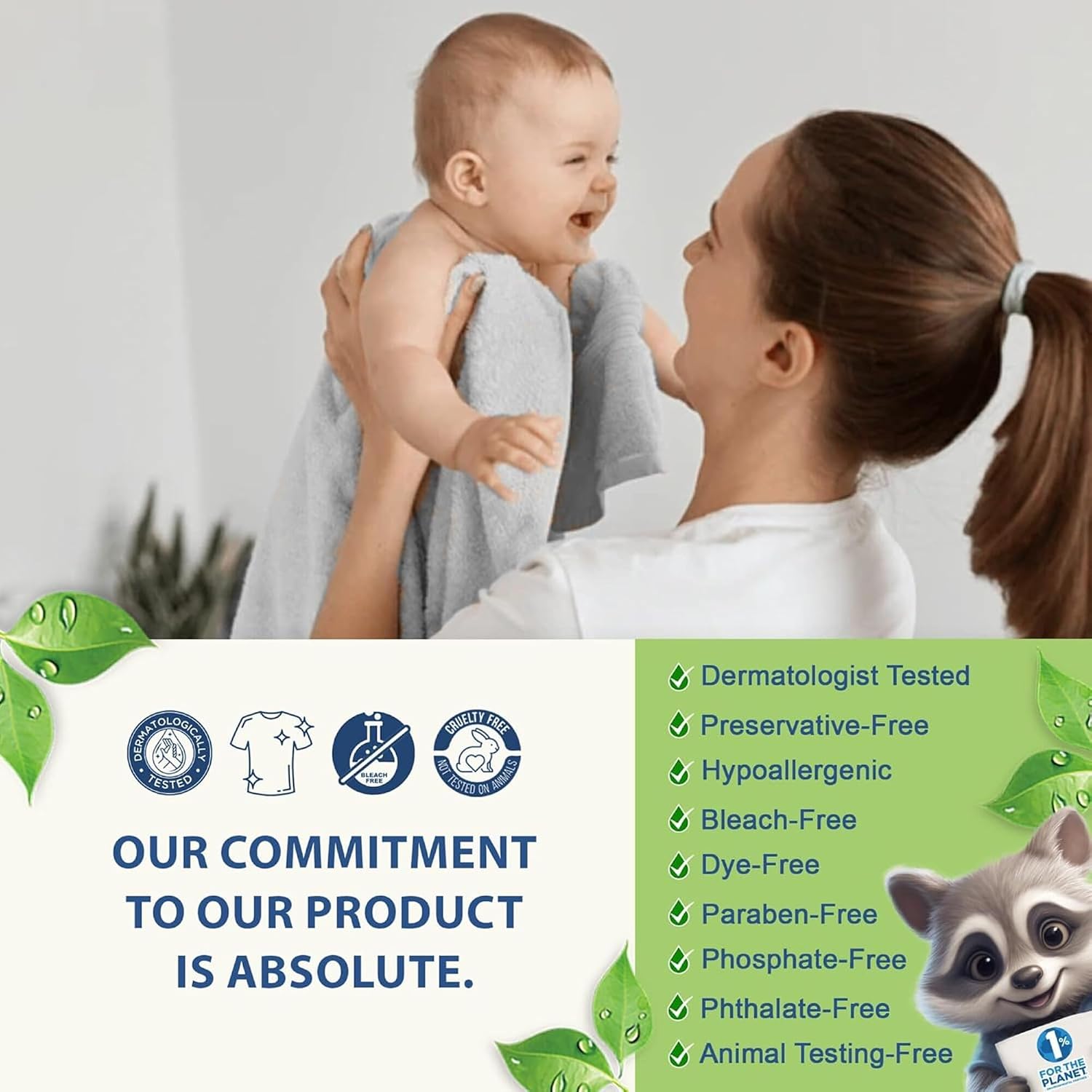 Morning Rain dermatologist-tested and fragrance-free product commitments