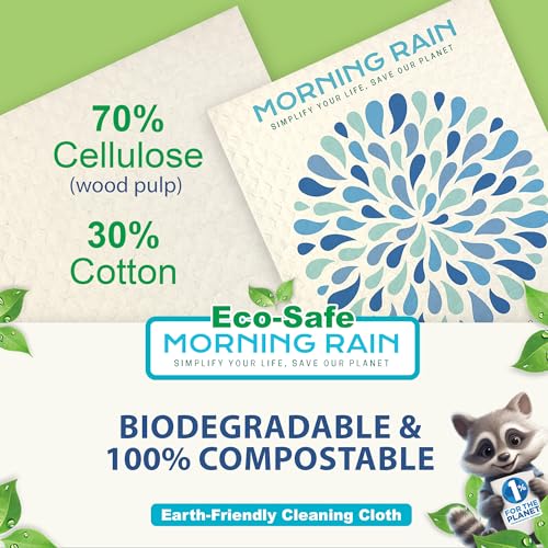 Morning Rain Swedish Dishcloth material details: 70 percent cellulose and 30 percent cotton