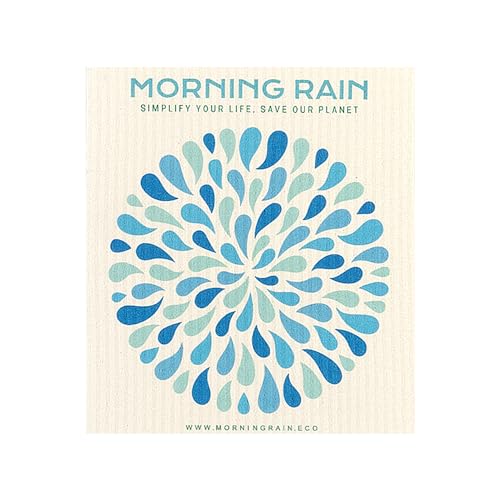 Morning Rain blue Swedish dishcloth close-up