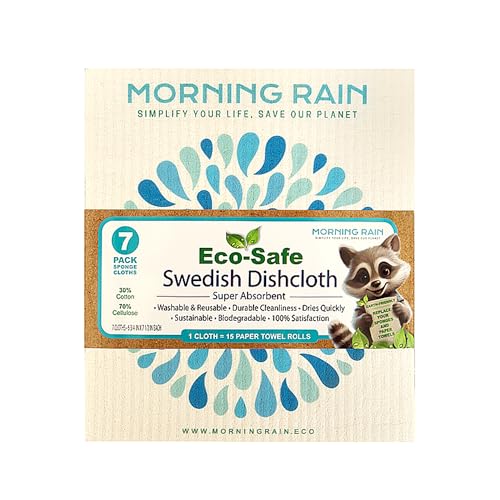 Morning Rain Eco-Safe Swedish Dishcloth retail 7-pack