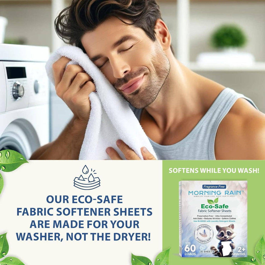 Morning Rain fabric softener sheets are designed for use in the washer, not the dryer