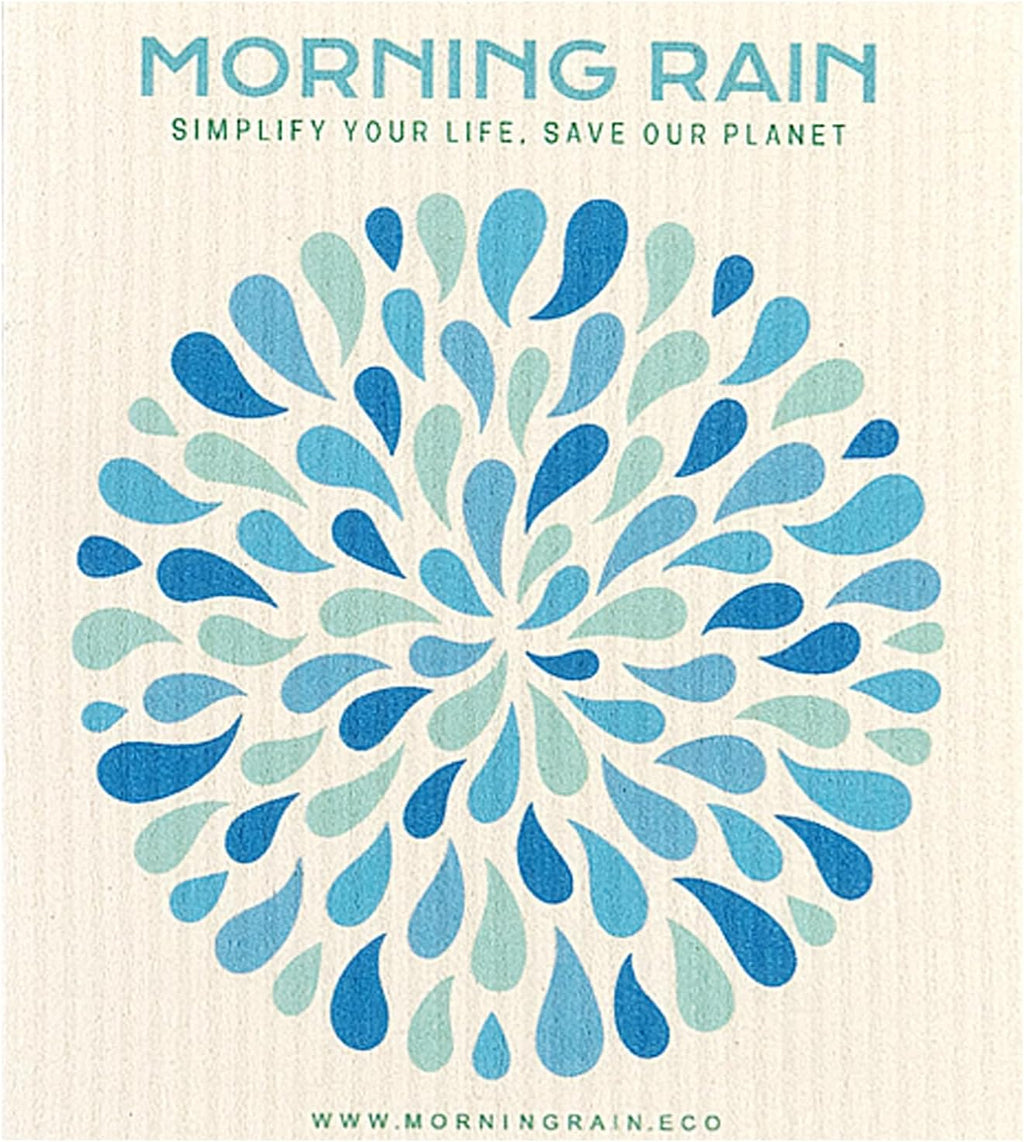 Morning Rain blue Swedish dishcloth close-up showing the reusable cellulose and cotton cloth