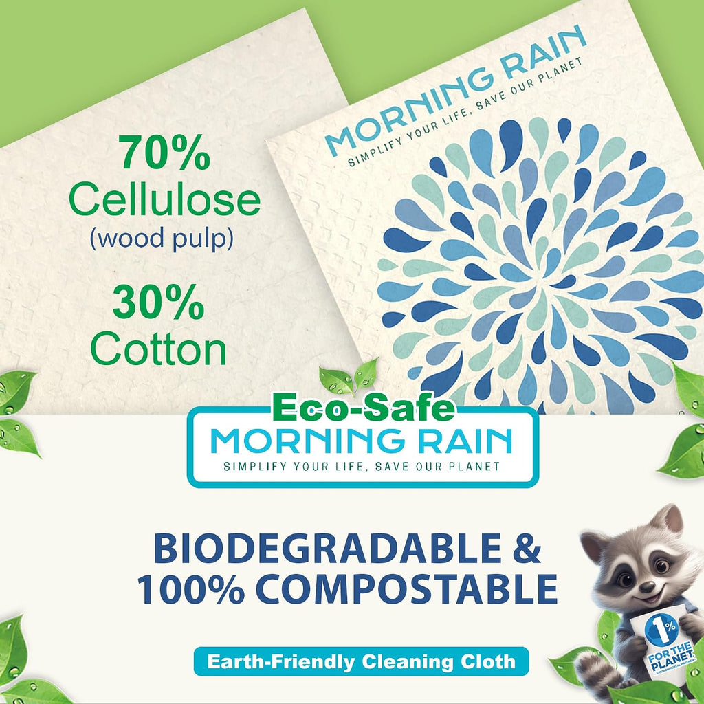 Morning Rain Swedish Dishcloth material details: 70 percent cellulose and 30 percent cotton