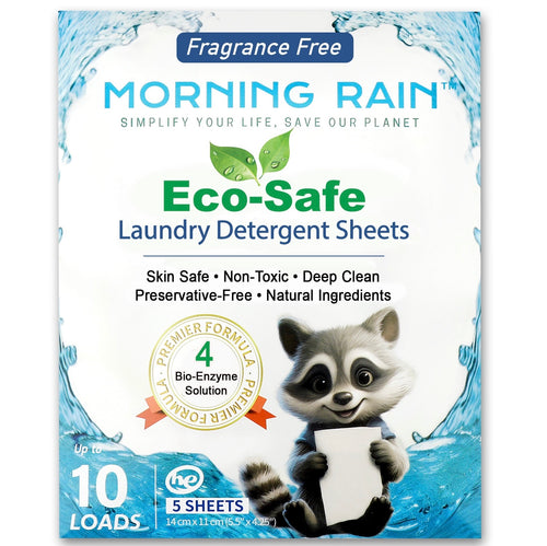 Morning Rain Fragrance Free laundry detergent sheets, 10 loads
